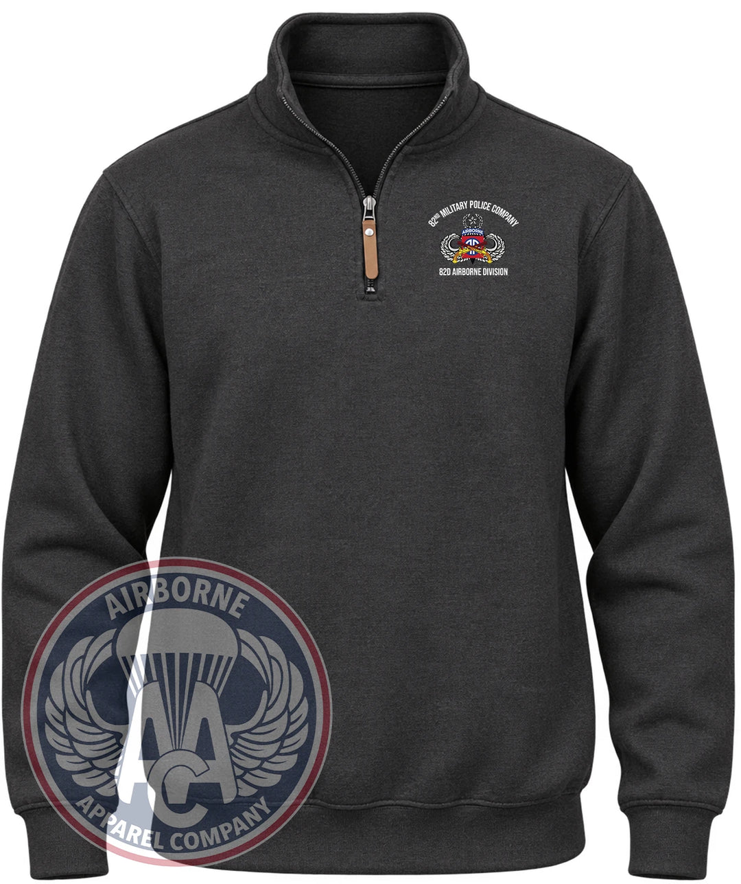 82nd Military Police Company Quarter-Zip Pullover in Black Heather