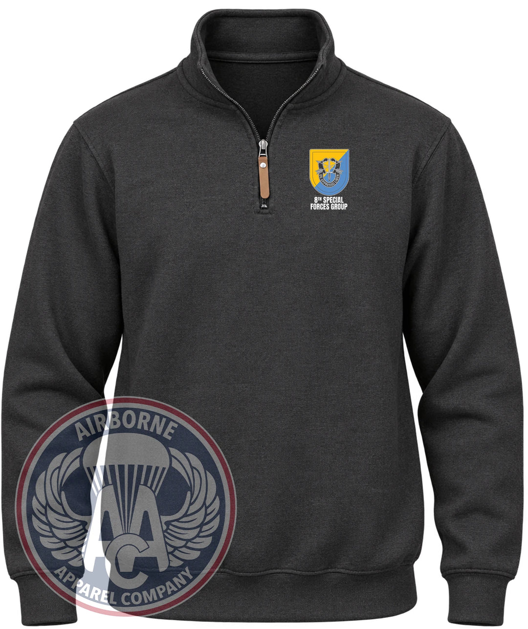 8th Special Forces Group Flash Quarter-Zip Pullover in Black Heather