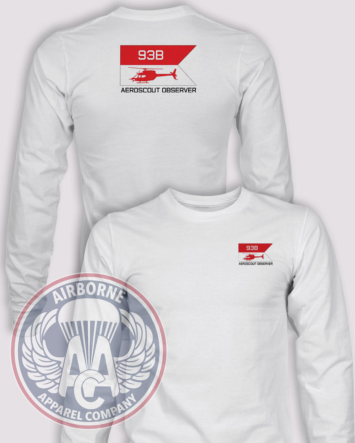 93B AeroScout Observer Guidon Long-Sleeve T-Shirt, White, front and back views
