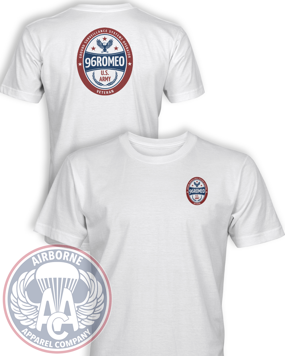96R GSS/GSR Veteran T-Shirt in White, front and back