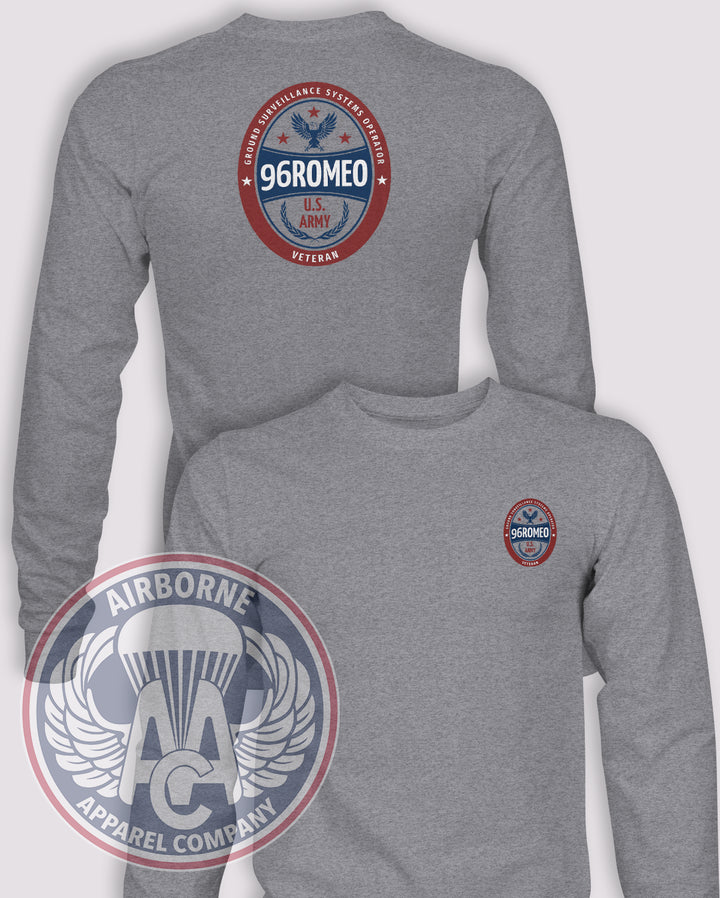 96R GSS/GSR Veteran Long-Sleeve T-Shirt, Heather Grey, front and back views