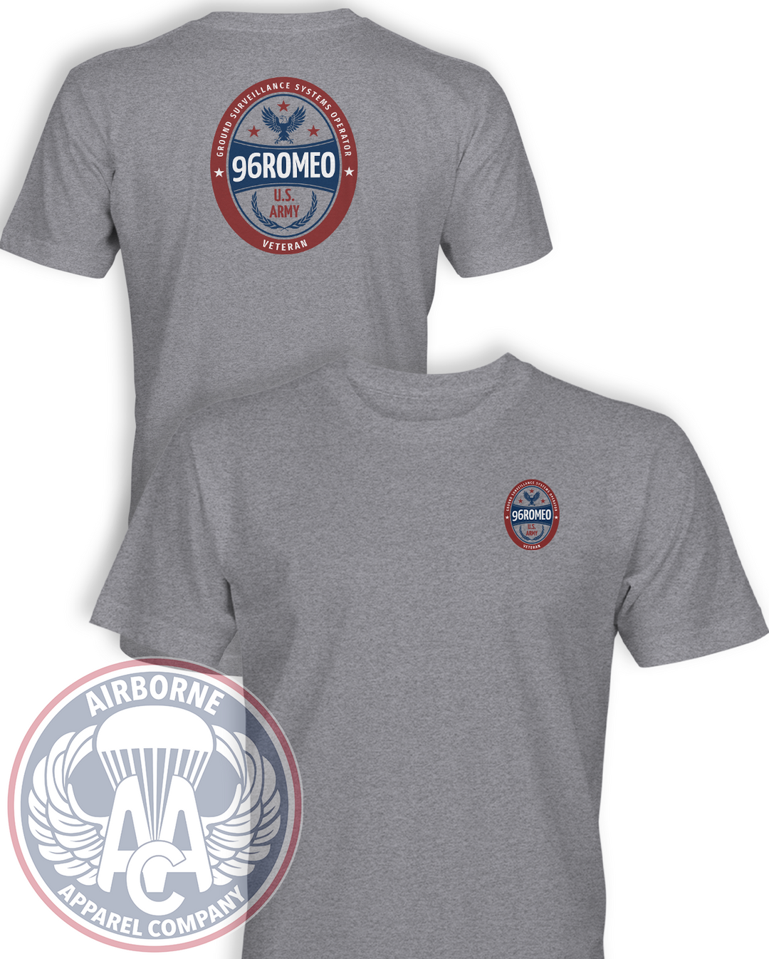 96R GSS/GSR Veteran T-Shirt in Heather Grey, front and back