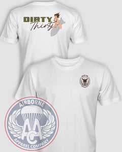9th PSYOP Battalion 9A30 SOJTF-OIR Dirty Thirty white T-shirt, front and back views
