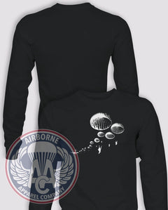 Mass-Tac Long-Sleeve T-Shirt, Black, front graphic and blank back; unprinted sleeves