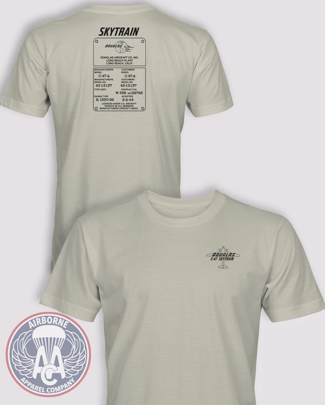 Douglas C-47 Data Plate T-Shirt