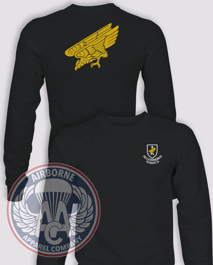 Fallschirmjäger Regiment 26 (German 26th Parachute Regiment) Long-Sleeve T-Shirt, Black, front and back views