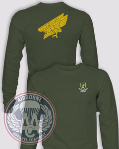 Fallschirmjäger Regiment 26 (German 26th Parachute Regiment) Long-Sleeve T-Shirt, OD Green, front and back views