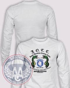 JOTC Jungle Expert Reproduction Long Sleeve T-shirt – White – JOTC-001WT; front print, blank back and sleeves