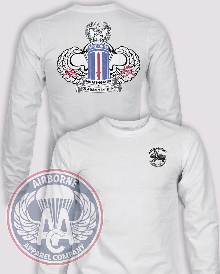 193rd Moatengators Long-Sleeve T-Shirt, White, front and back views