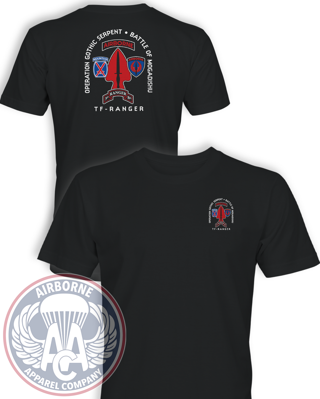 Operation Gothic Serpent Task Force Ranger black front and back mockup