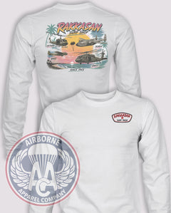 Rakkasan Surf Shop Long-Sleeve T-Shirt, White, front and back views