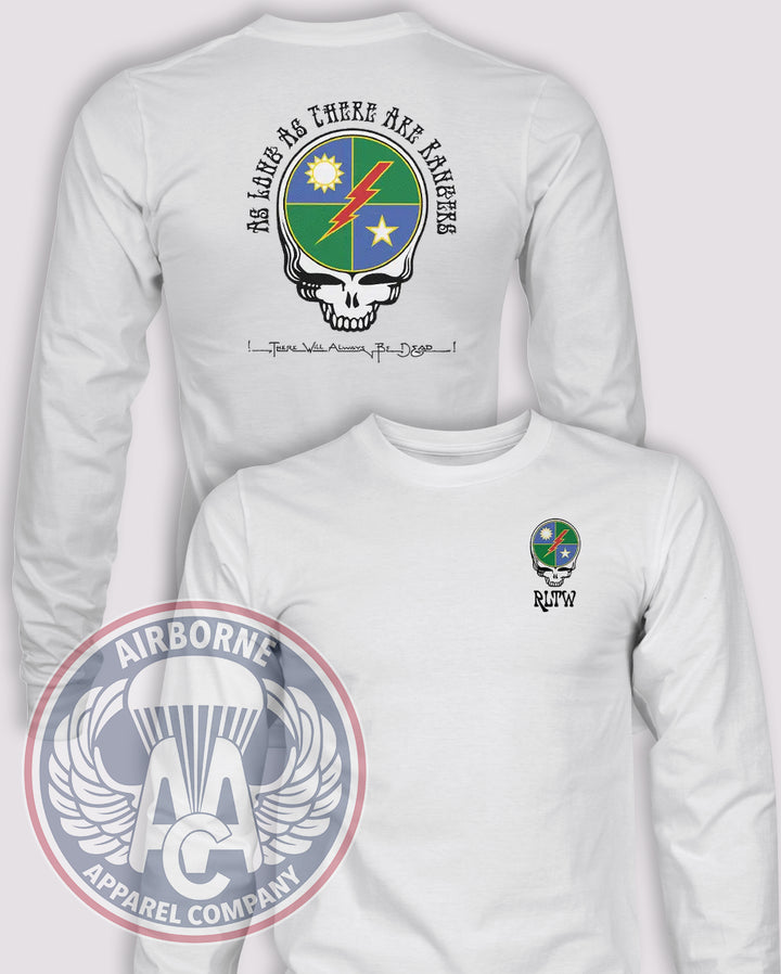 As Long As There Are Rangers, There Will Always Be Dead Long-Sleeve T-Shirt, White, front and back views