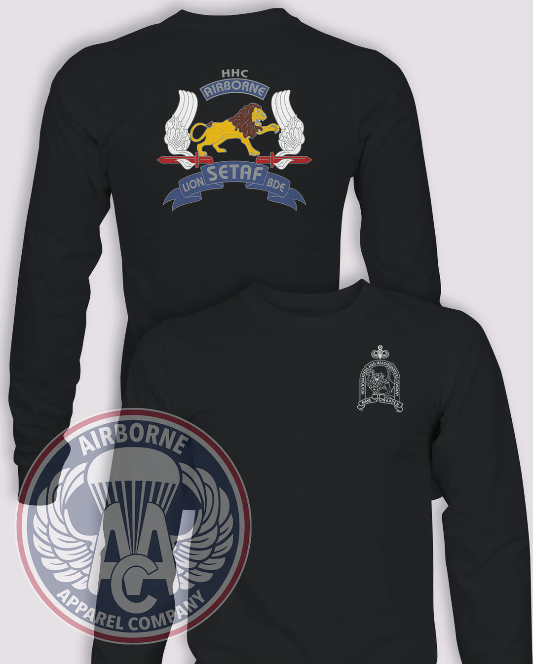 HHC SETAF Reproduction Long-Sleeve T-Shirt, Black, front and back views