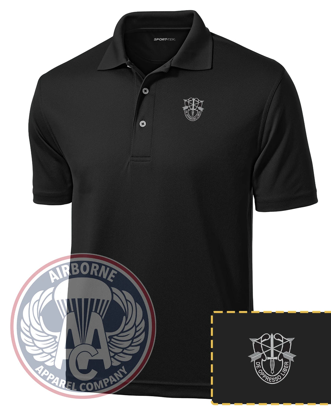 Special Forces Crest Performance Polo in Black