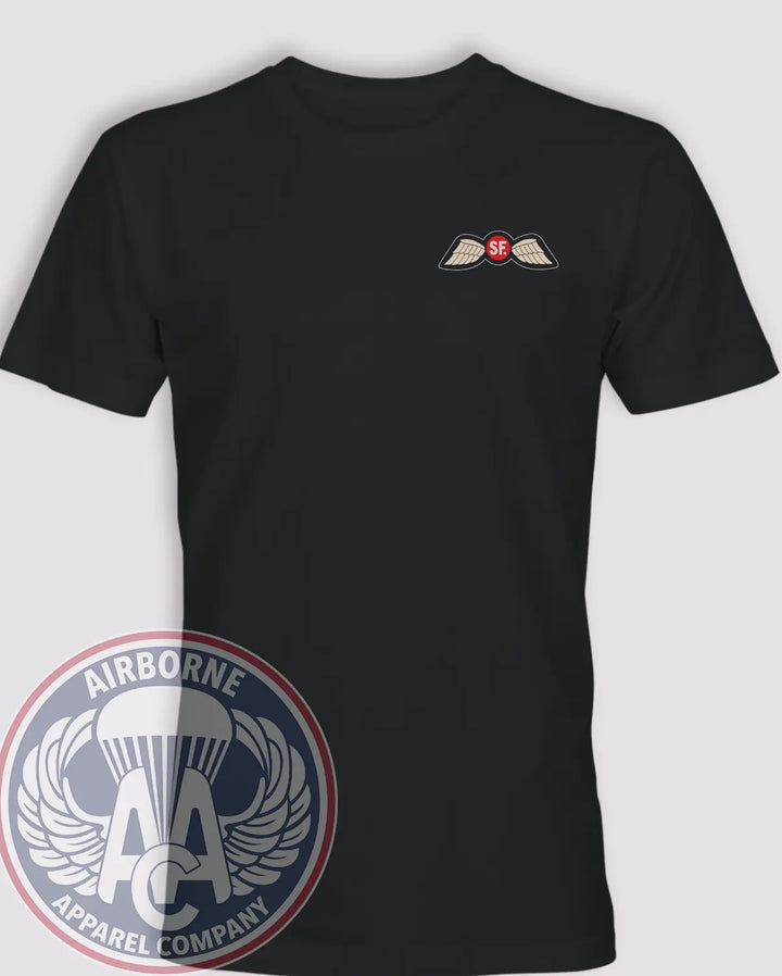 Jedburgh Wings SF Heritage T-Shirt, Modern Graphic Look in Black
