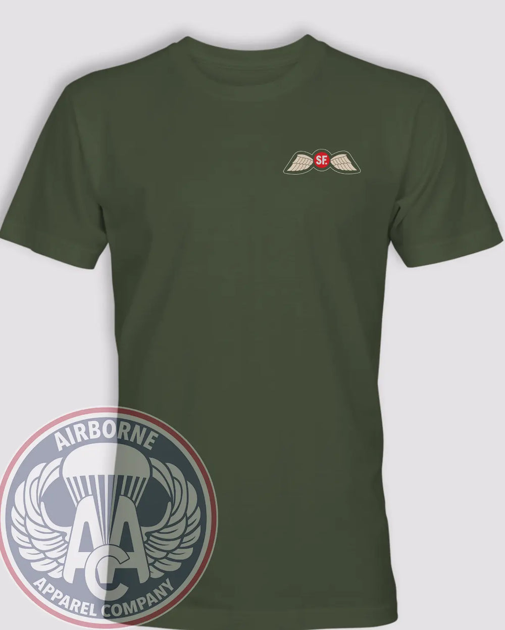 Jedburgh Wings SF Heritage T-Shirt, Modern Graphic Look in Olive Drab