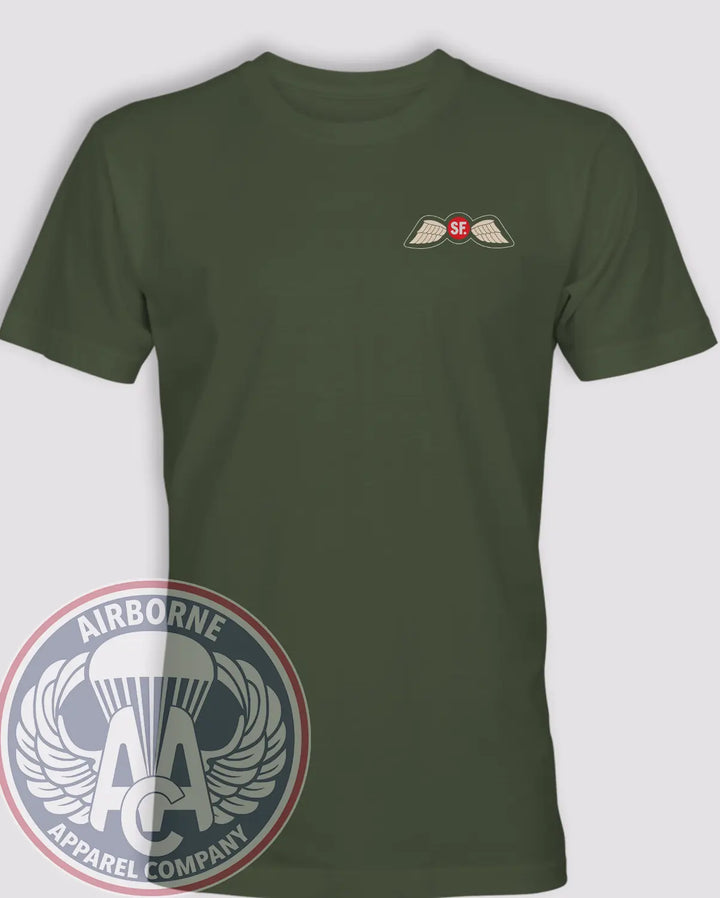 Jedburgh Wings SF Heritage T-Shirt, Modern Graphic Look in Olive Drab