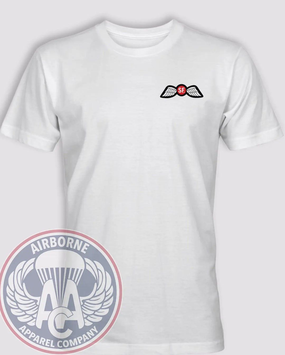 Jedburgh Wings SF Heritage T-Shirt, Modern Graphic Look in White