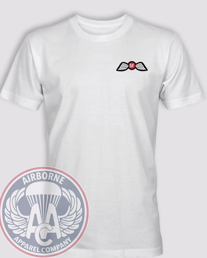 Jedburgh Wings SF Heritage T-Shirt, Modern Graphic Look in White
