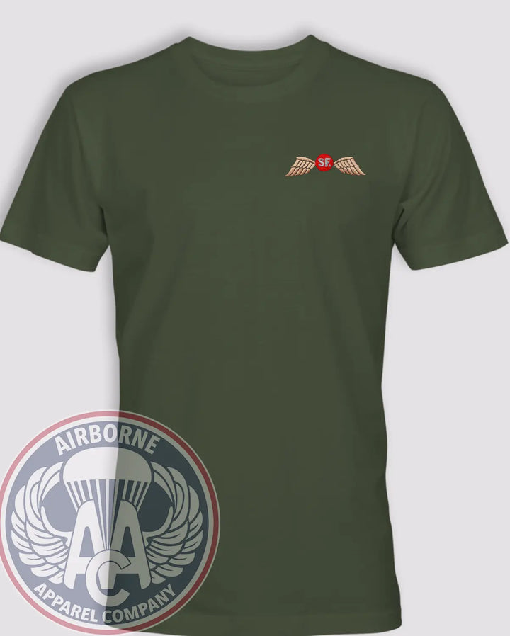 Jedburgh Wings SF Heritage T-Shirt, Vintage Stitched Look in Olive Drab