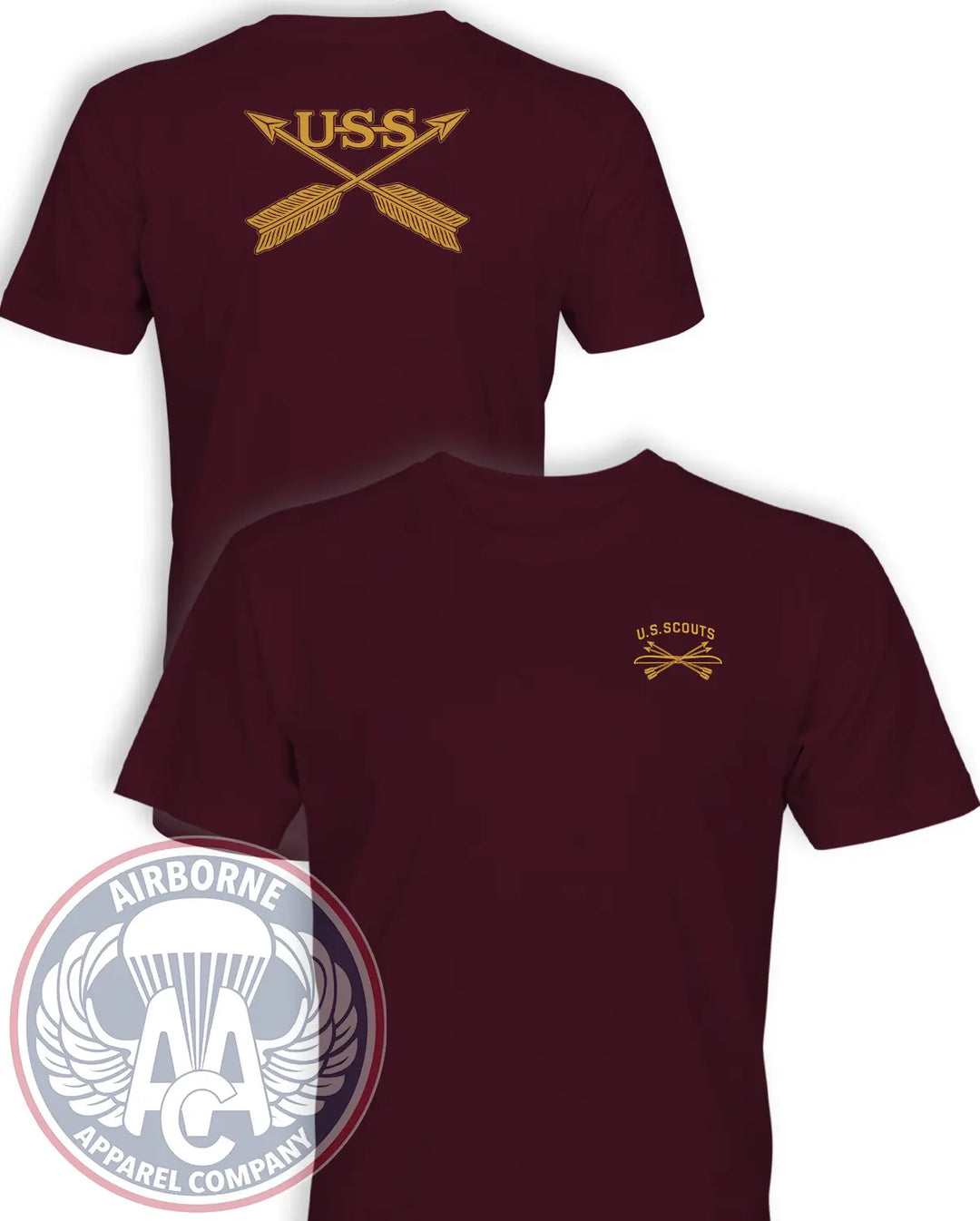 U.S. Scouts SF Heritage T-Shirt in Maroon — front and back
