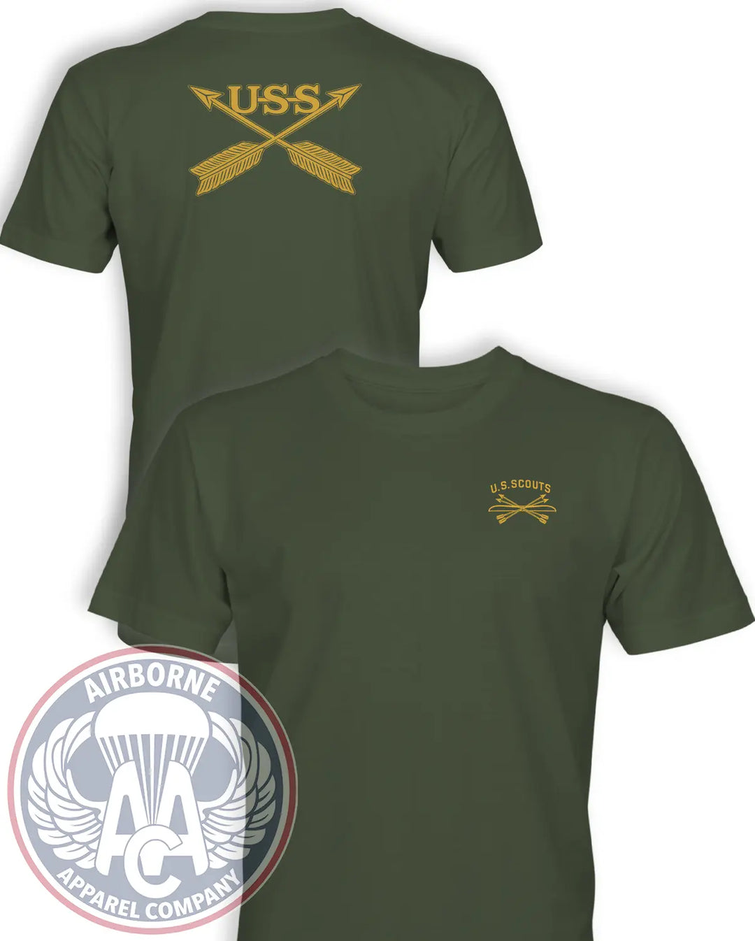 U.S. Scouts SF Heritage T-Shirt in Olive Drab — front and back