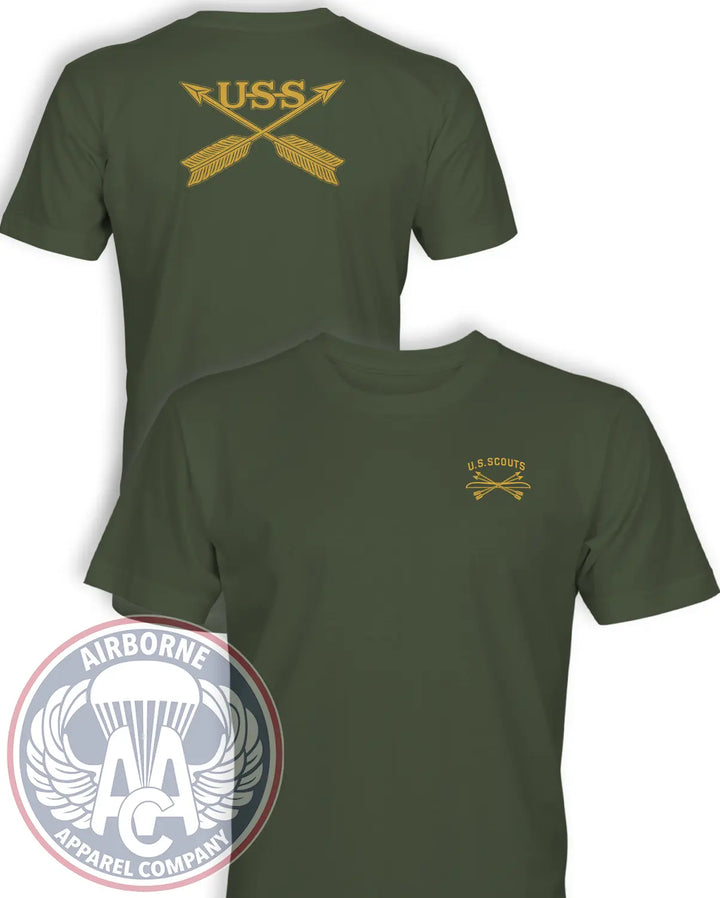 U.S. Scouts SF Heritage T-Shirt in Olive Drab — front and back