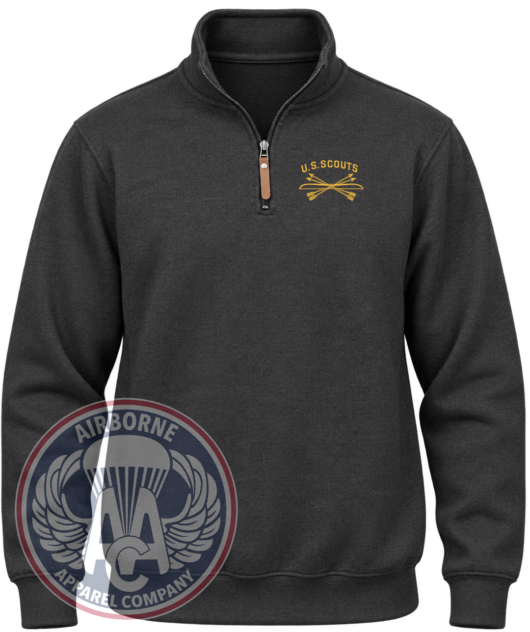 U.S. Scouts Quarter-Zip Pullover in Black Heather