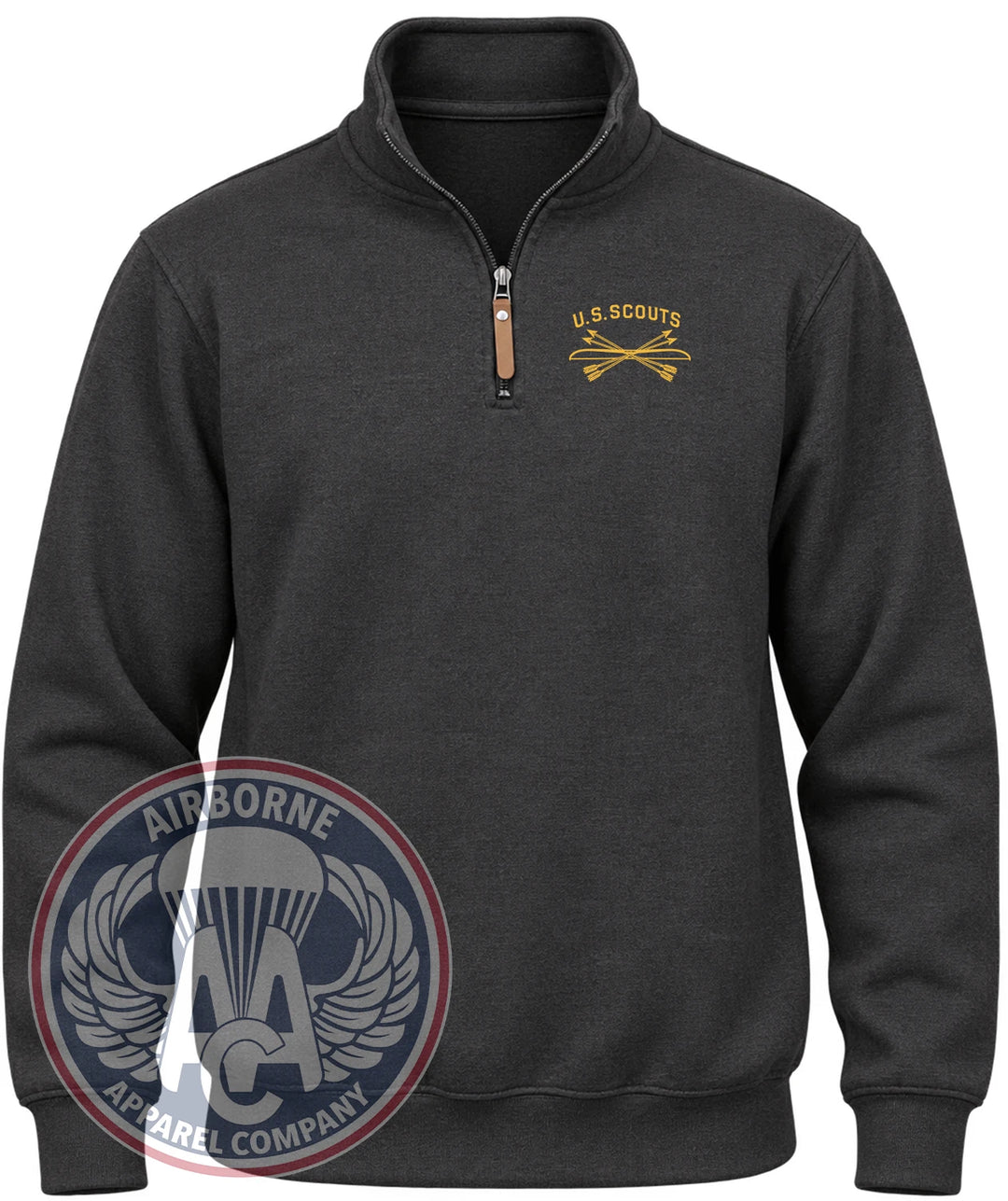 U.S. Scouts Quarter-Zip Pullover in Black Heather