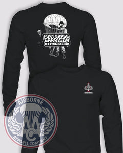 USAG-BRAGG Long-Sleeve PT/Morale T-Shirt (Official), Black, front and back views