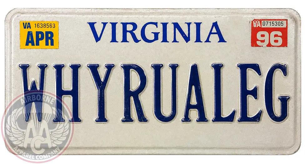 WHYRUALEG 12" x 6" License Plate