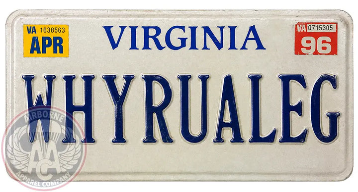 WHYRUALEG 12" x 6" License Plate