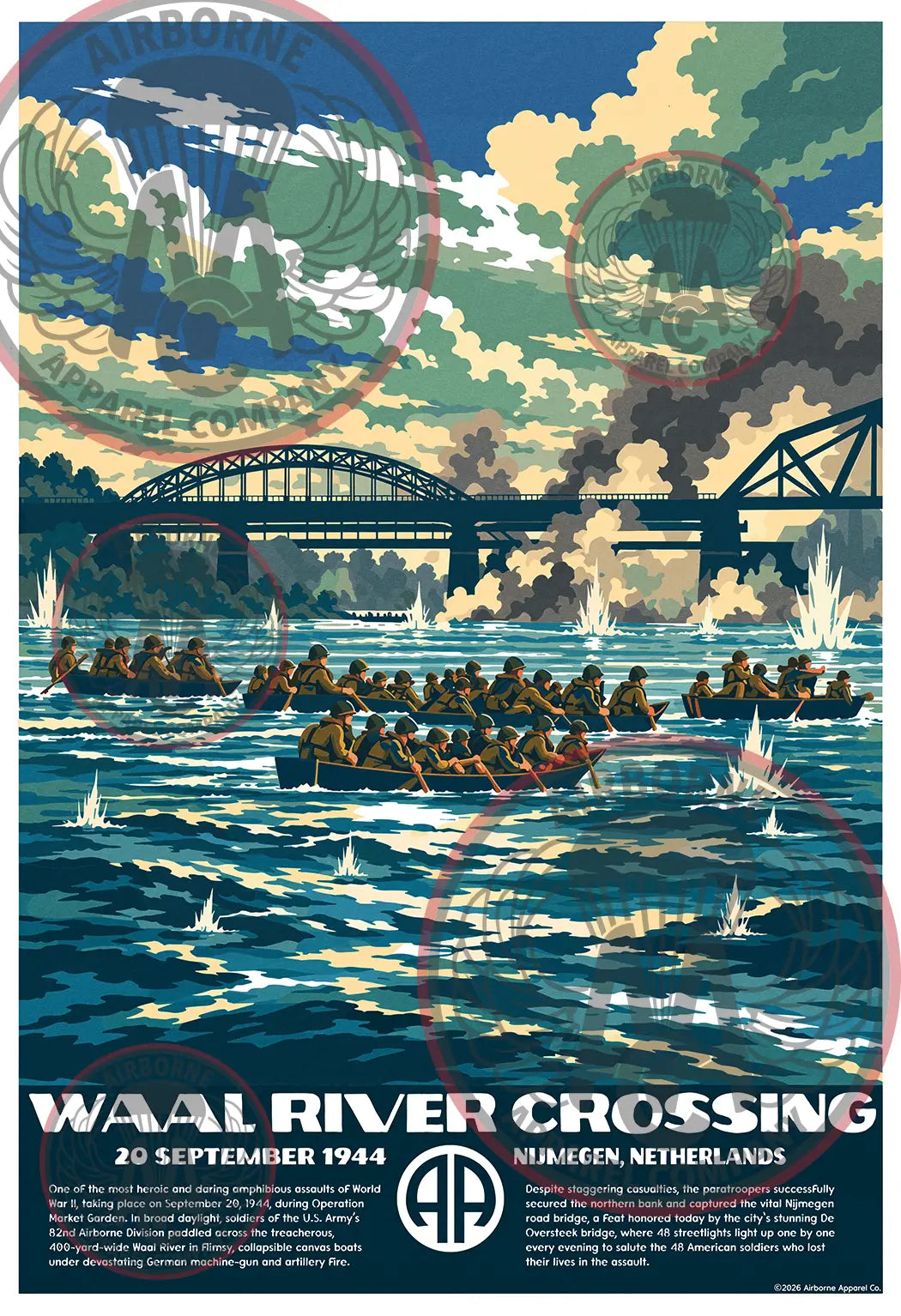 WPA Series Waal River Crossing 13 x 19 inch poster mockup